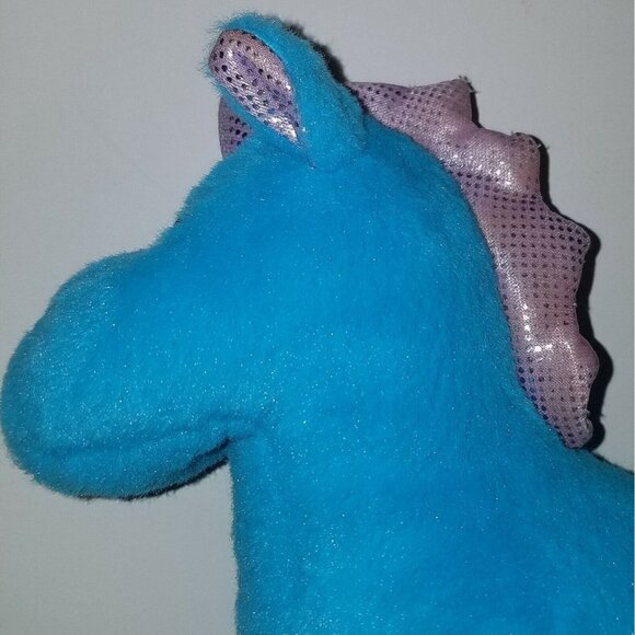 Blue Purple Unicorn Plush 8" Stuffed Animal Toy Lovey Silver Polka Dots - Picture 10 of 12